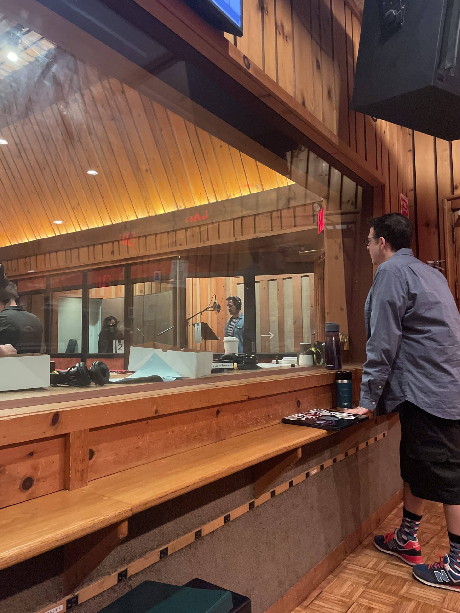 David Rossmer and Steve Rosen in studio recording The Griswolds’ Broadway Vacation concept album